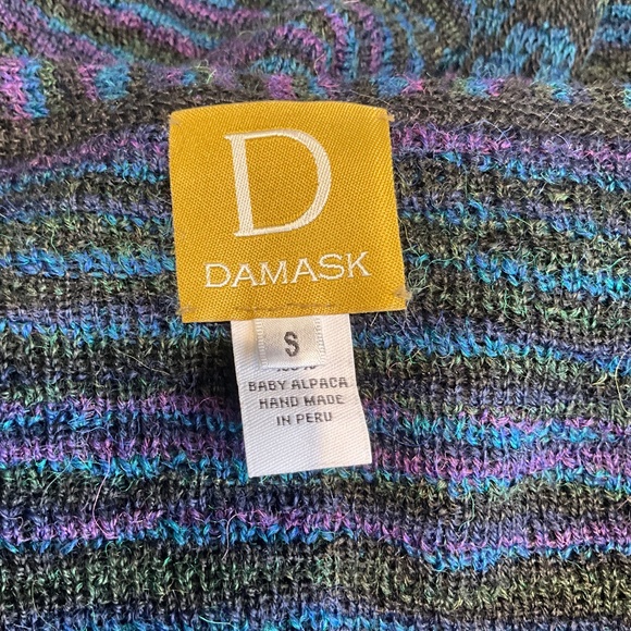 Damask Peru Alpaca Indie Hipster Longline Cardigan Academia Artsy Black Multi S - Picture 8 of 10